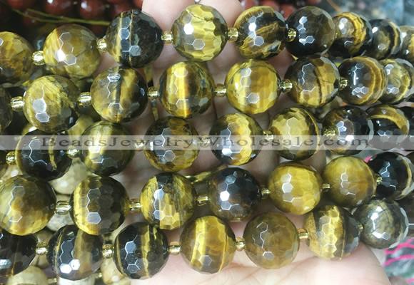 LSBS23 15 inches 16mm faceted round yellow tiger eye beads wholesale