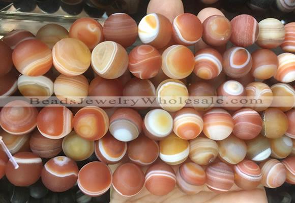 LSBS292 15 inches 14mm round matte banded agate gemstone beads wholesale