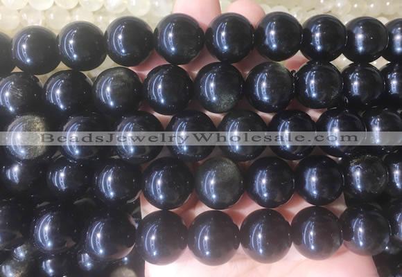 LSBS33 15 inches 16mm round golden obsidian gemstone beads wholesale