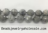LSBS336 15 inches 25mm faceted round Grey picture jasper gemstone beads wholesale LSBS336 15 inches 25mm faceted round Grey picture jasper gemstone beads wholesale