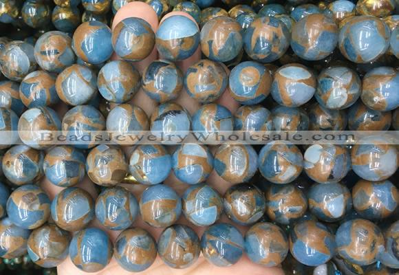 LSBS347 15 inches 14mm round gold color stone beads wholesale