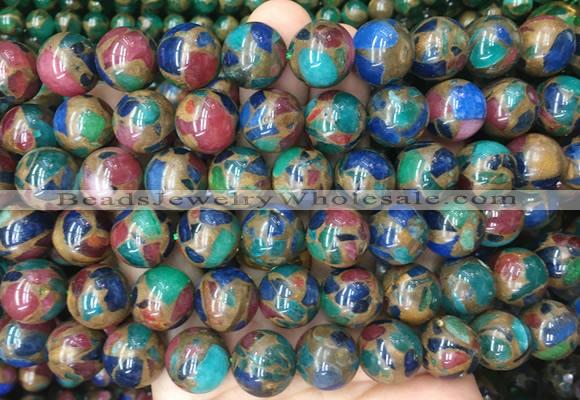 LSBS351 15 inches 14mm round gold color stone beads wholesale