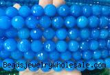 LSBS366 15 inches 14mm faceted round blue agate gemstone beads wholesale