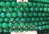 LSBS367 15 inches 14mm faceted round green agate gemstone beads wholesale