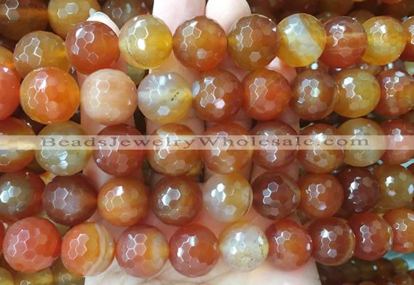 LSBS370 15 inches 16mm faceted round red agate gemstone beads wholesale