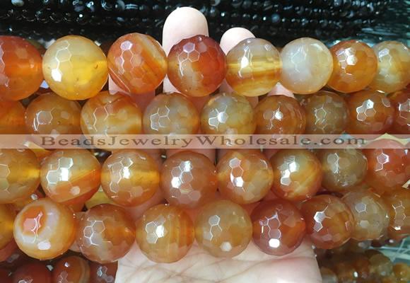 LSBS375 15 inches 18mm faceted round red agate gemstone beads wholesale