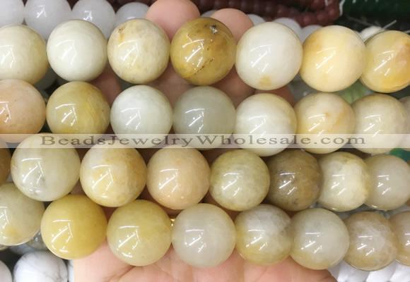LSBS46 15 inches 16mm round yellow jade gemstone beads wholesale