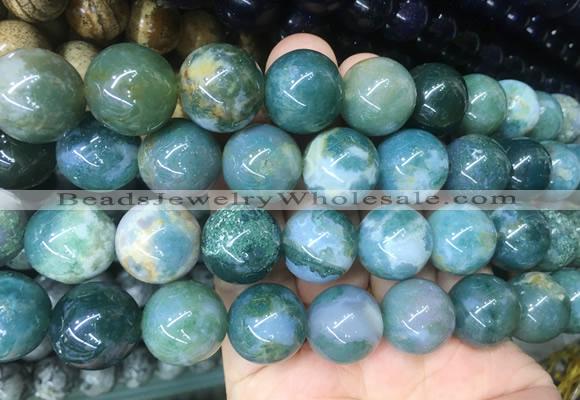 LSBS51 15 inches 16mm round moss agate gemstone beads wholesale
