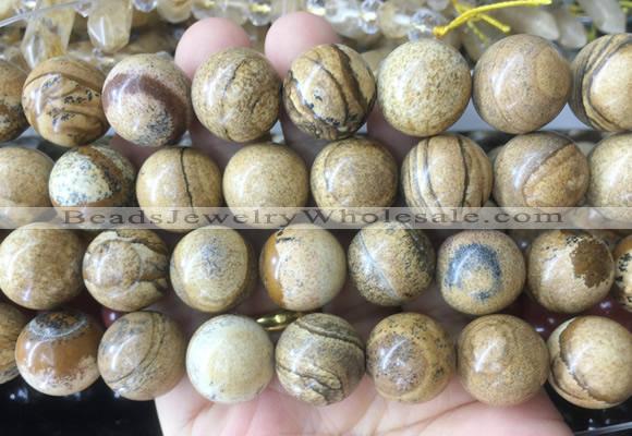 LSBS58 15 inches 16mm round picture jasper gemstone beads wholesale