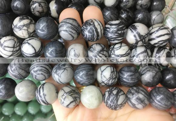 LSBS60 15 inches 16mm round black water jasper gemstone beads wholesale