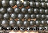 LSBS703 15 inches 16mm round matte black agate gemstone beads wholesale