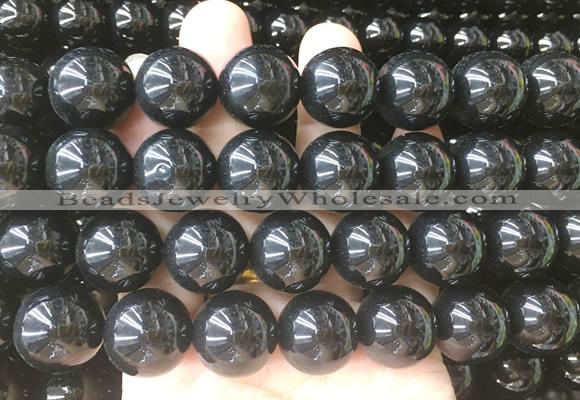 LSBS708 15 inches 18mm round black agate gemstone beads wholesale