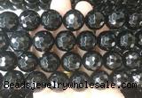LSBS716 15 inches 18mm faceted round black agate gemstone beads wholesale LSBS716 15 inches 18mm faceted round black agate gemstone beads wholesale
