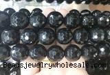 LSBS717 15 inches 20mm faceted round black agate gemstone beads wholesale LSBS717 15 inches 20mm faceted round black agate gemstone beads wholesale