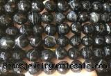 LSBS718 15 inches 14mm faceted round banded black agate gemstone beads wholesale