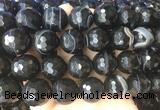 LSBS721 15 inches 20mm faceted round banded black agate gemstone beads wholesale LSBS721 15 inches 20mm faceted round banded black agate gemstone beads wholesale