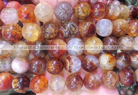 LSBS74 15 inches 16mm round coffee dragon veins agate beads wholesale