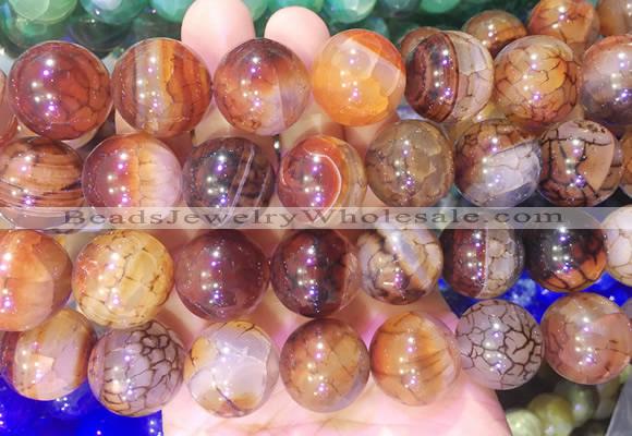 LSBS75 15 inches 18mm round coffee dragon veins agate beads wholesale
