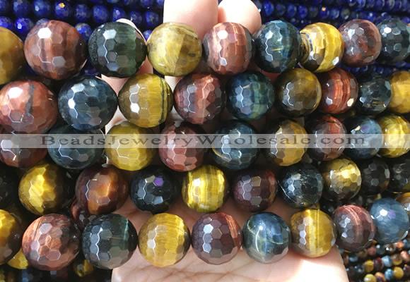 LSBS91 15 inches 16mm faceted round colorful tiger eye beads wholesale
