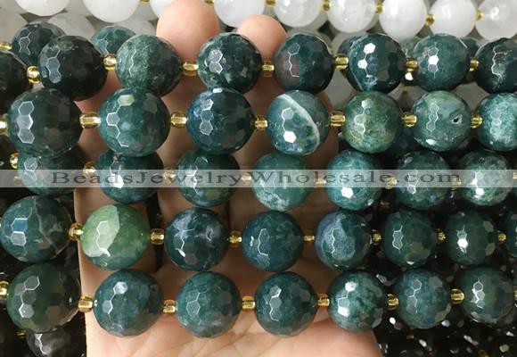 LSBS941 15 inches 16mm faceted round Moss agate gemstone beads wholesale