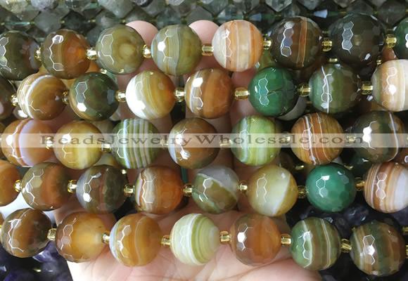 LSBS944 15 inches 16mm faceted round Banded agate gemstone beads wholesale