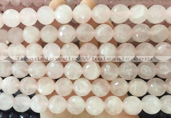 LSBS951 15 inches 14mm faceted round rose quartz gemstone beads wholesale