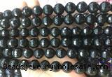 LSBS952 15 inches 14mm faceted round black agate gemstone beads wholesale
