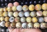 LSBS954 15 inches 14mm faceted round yellow crazy lace agate gemstone beads wholesale LSBS954 15 inches 14mm faceted round yellow crazy lace agate gemstone beads wholesale