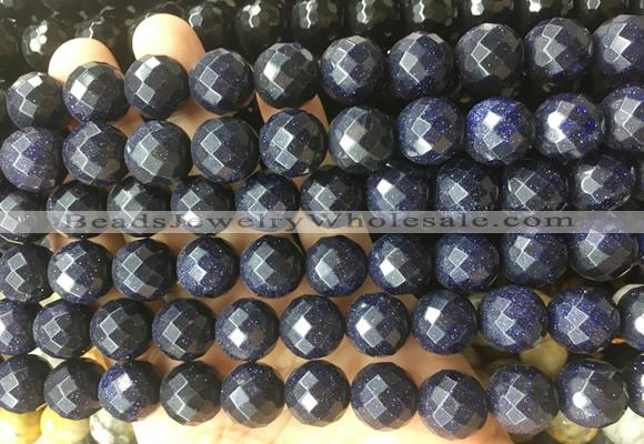LSBS955 15 inches 14mm faceted round blue sandstone gemstone beads wholesale