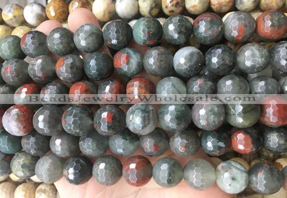 LSBS965 15 inches 14mm faceted round blood jasper gemstone beads wholesale
