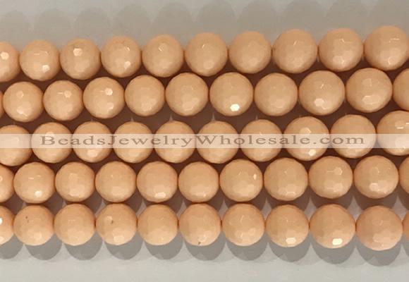 LSBS975 15 inches 14mm faceted round synthetic turquoise gemstone beads wholesale