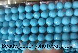 LSBS977 15 inches 14mm faceted round synthetic turquoise gemstone beads wholesale