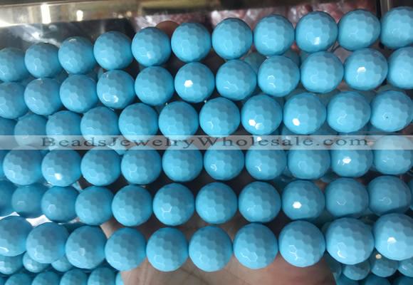 LSBS977 15 inches 14mm faceted round synthetic turquoise gemstone beads wholesale