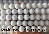 LSBS996 15 inches 14mm round white agate gemstone beads wholesale