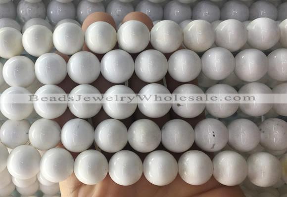 LSBS996 15 inches 14mm round white agate gemstone beads wholesale