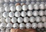 LSBS997 15 inches 16mm round white agate gemstone beads wholesale