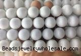LSBS998 15 inches 18mm round white agate gemstone beads wholesale
