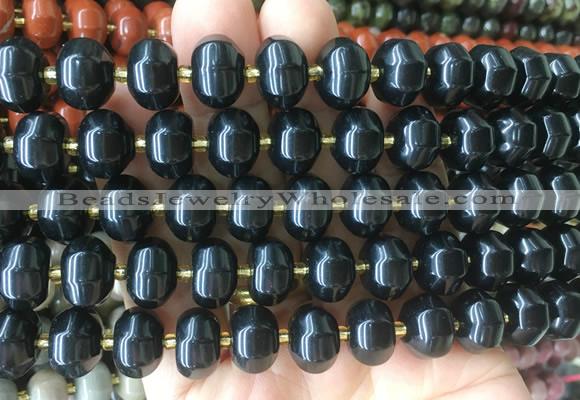 MEBS33 15 inches 8*12mm pumpkin black obsidian beads wholesale