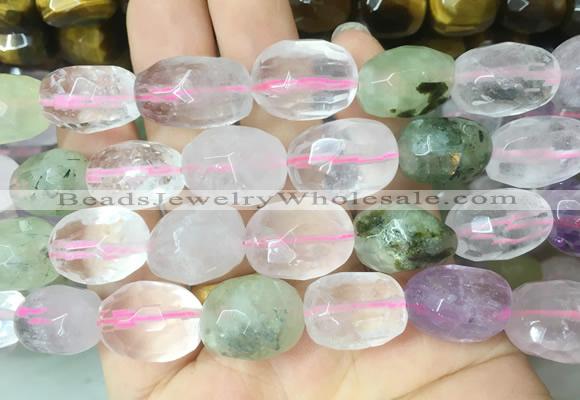 MQBS02 15 inches 12*16mm - 13*18mm faceted nuggets multicolor quartz beads
