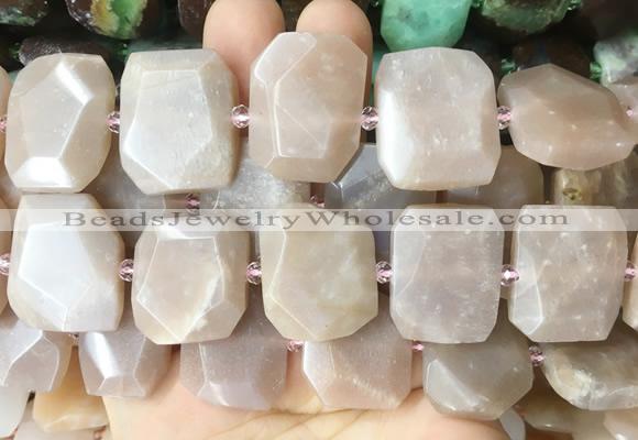 MSBS23 15 inches 15*20mm - 18*25mm faceted freeform moonstone beads