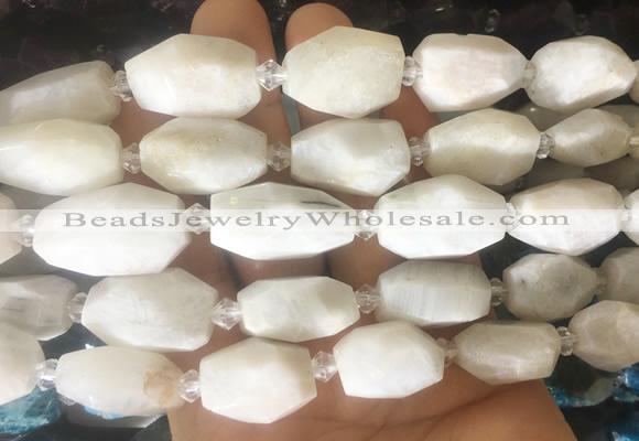 MSBS26 15 inches 12*16mm - 15*20mm faceted nuggets white moonstone beads