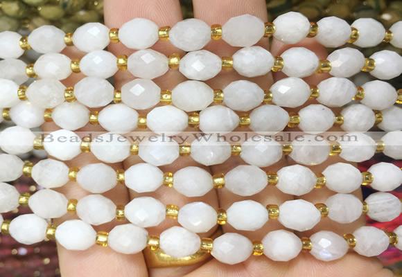 MSBS29 15 inches 6*8mm faceted rice white moonstone beads wholesale