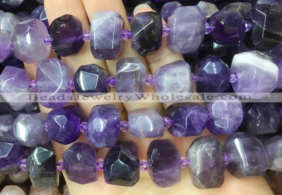 NABS05 15 inches 12*16mm - 13*18mm faceted nuggets amethyst beads
