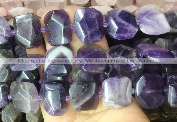 NABS08 15 inches 15*20mm - 18*25mm faceted freeform amethyst beads