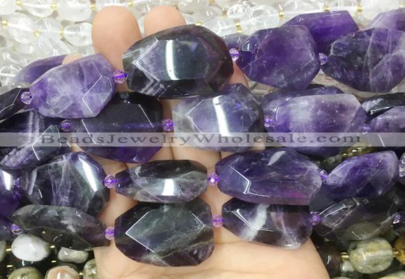 NABS09 15 inches 18*25mm - 22*30mm faceted freeform amethyst beads