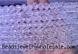 NCBS05 15 inches 8mm carved rose flower white crystal beads wholesale