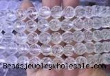 NCBS07 15 inches 12mm carved rose flower white crystal beads wholesale