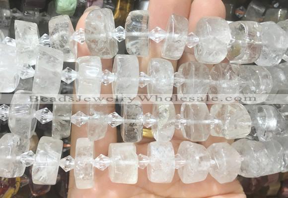 NGBS215 15 inches 10*14mm - 12*16mm faceted nuggets white crystal beads
