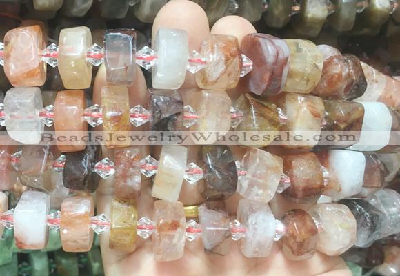 NGBS217 15 inches 10*14mm - 12*16mm faceted nuggets pink quartz beads