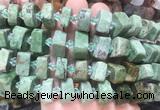NGBS219 15 inches 10*14mm - 12*16mm faceted nuggets green opal beads